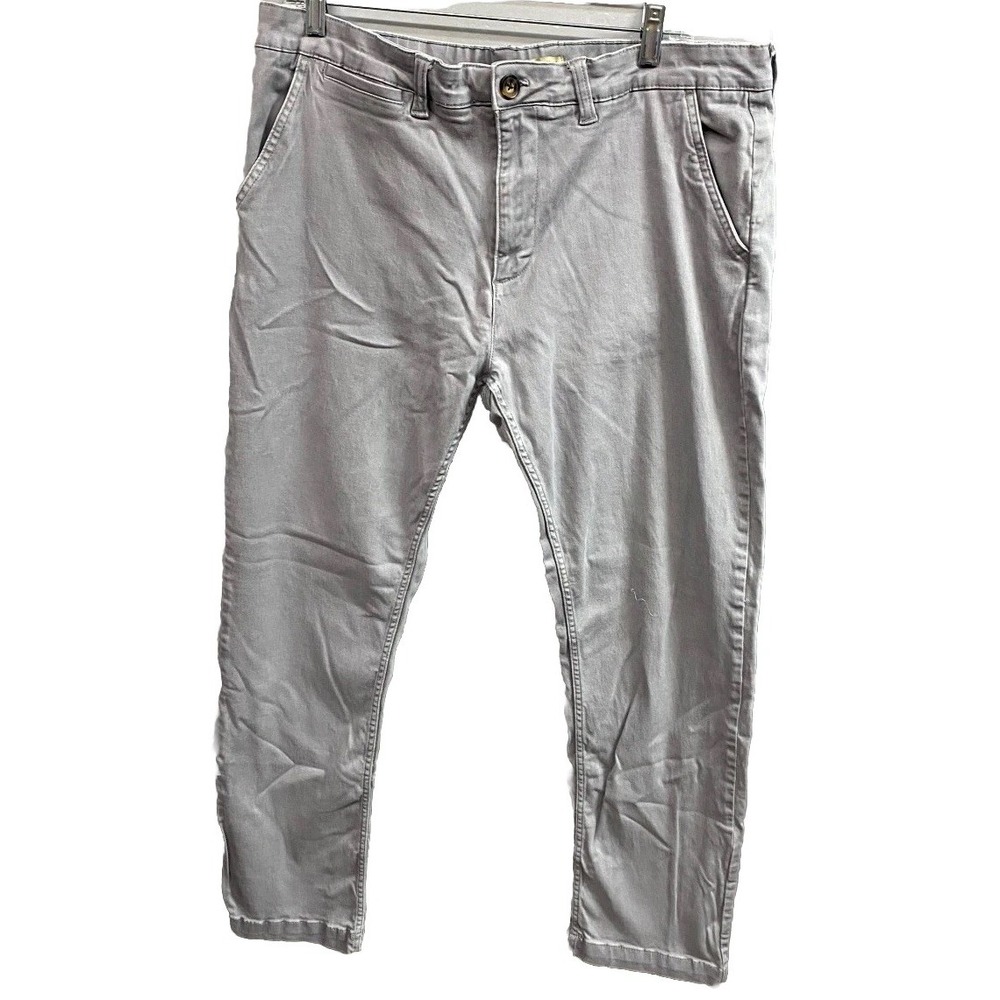 Elliot Mulryan Chino Pants Mens 36x30 Gray Cotton Straight Leg Slash Pocket - Picture 1 of 10